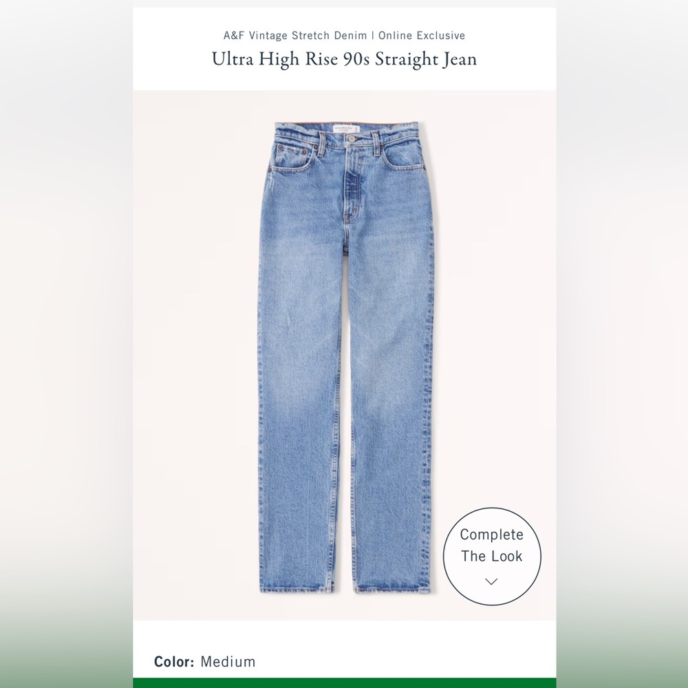 Abercrombie and fitch ultra high rise 90’s straight jean size 28 short